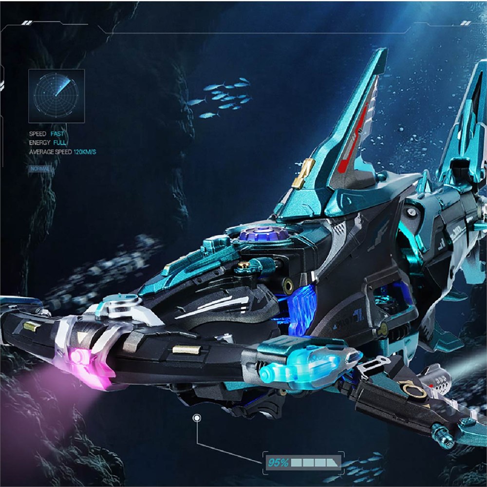Manufacturer fantasy scene showing the mechanical shark shape and illuminated details