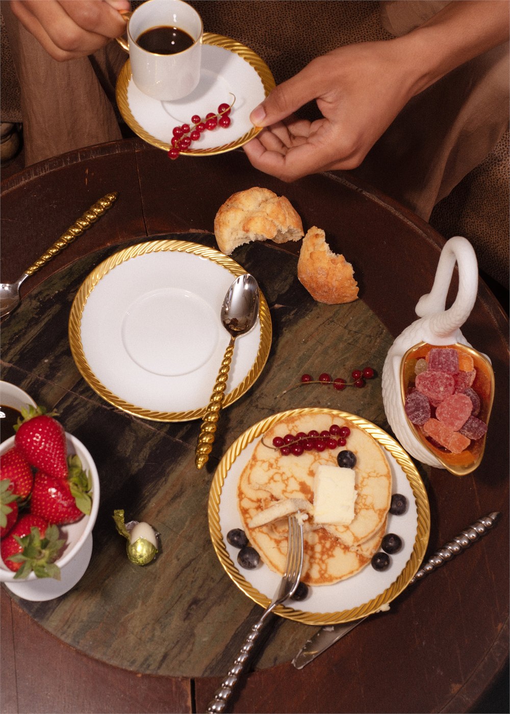 Shell flatware arranged on a decorated breakfast table