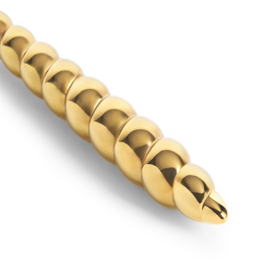 Tapered gold spiral shell handle close-up