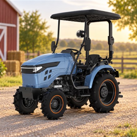 This Electric Tractor Has a Folding Solar Canopy to Help Recharge Its Battery