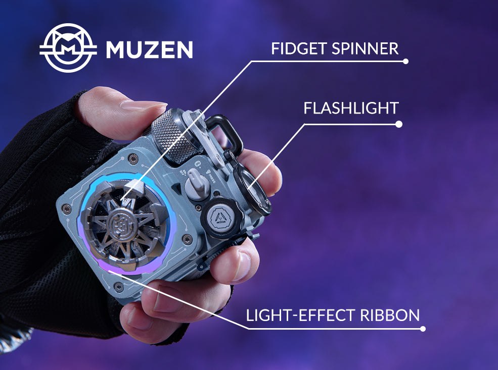 Hand holding the Cyber Cube-Pro showing spinner and top controls