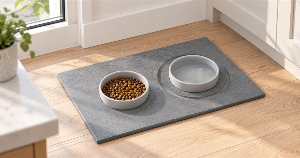 This Stone Dog Bowl Mat Absorbs Splashes From Messy Drinkers