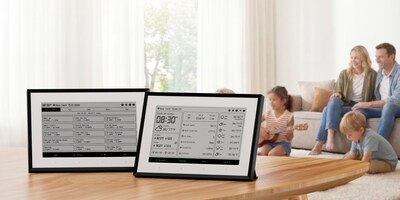 SwitchBot Weather Station shown on a table in a family room setting