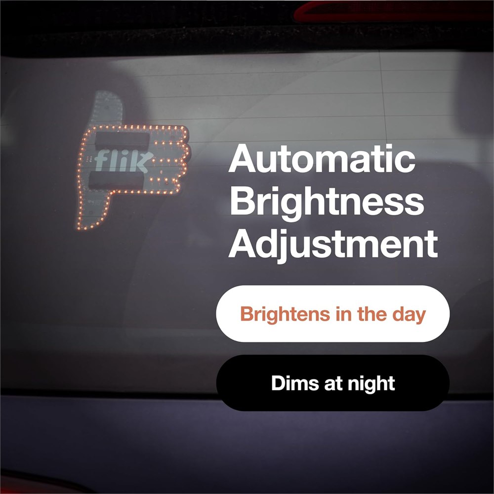 FLIK car window light with automatic brightness adjustment