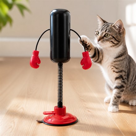 This Portable Cat Punching Bag Toy Gives Indoor Cats a Tiny Boxing Gym