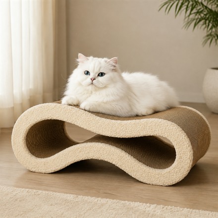 This Sculptural Cat Scratcher Turns Cardboard Into Tiny Living Room Furniture