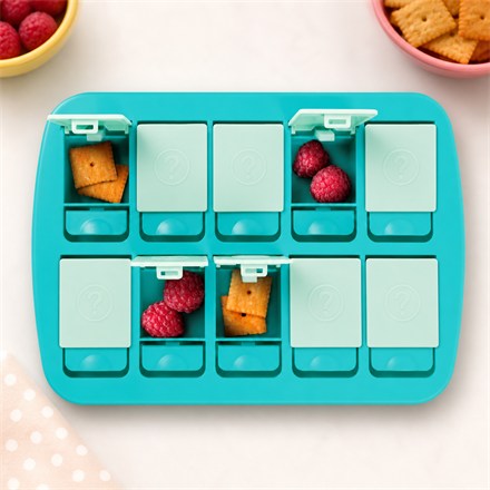 Genuine Fred MINI Match UP memory snack tray shown from above with snacks inside