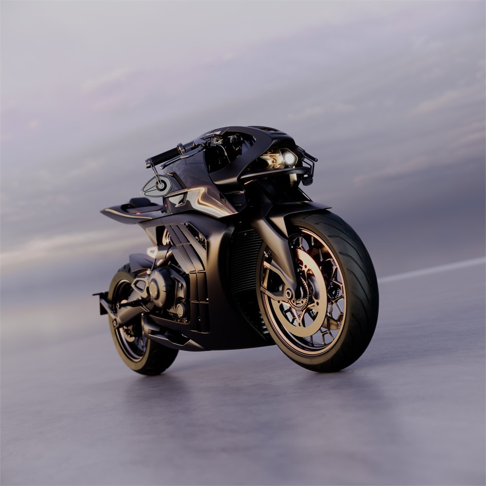 AMB 002 motorcycle front three-quarter view