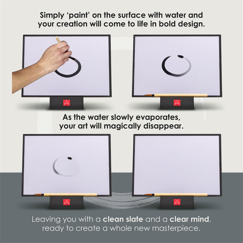 Water brushstrokes gradually fading from the painting board