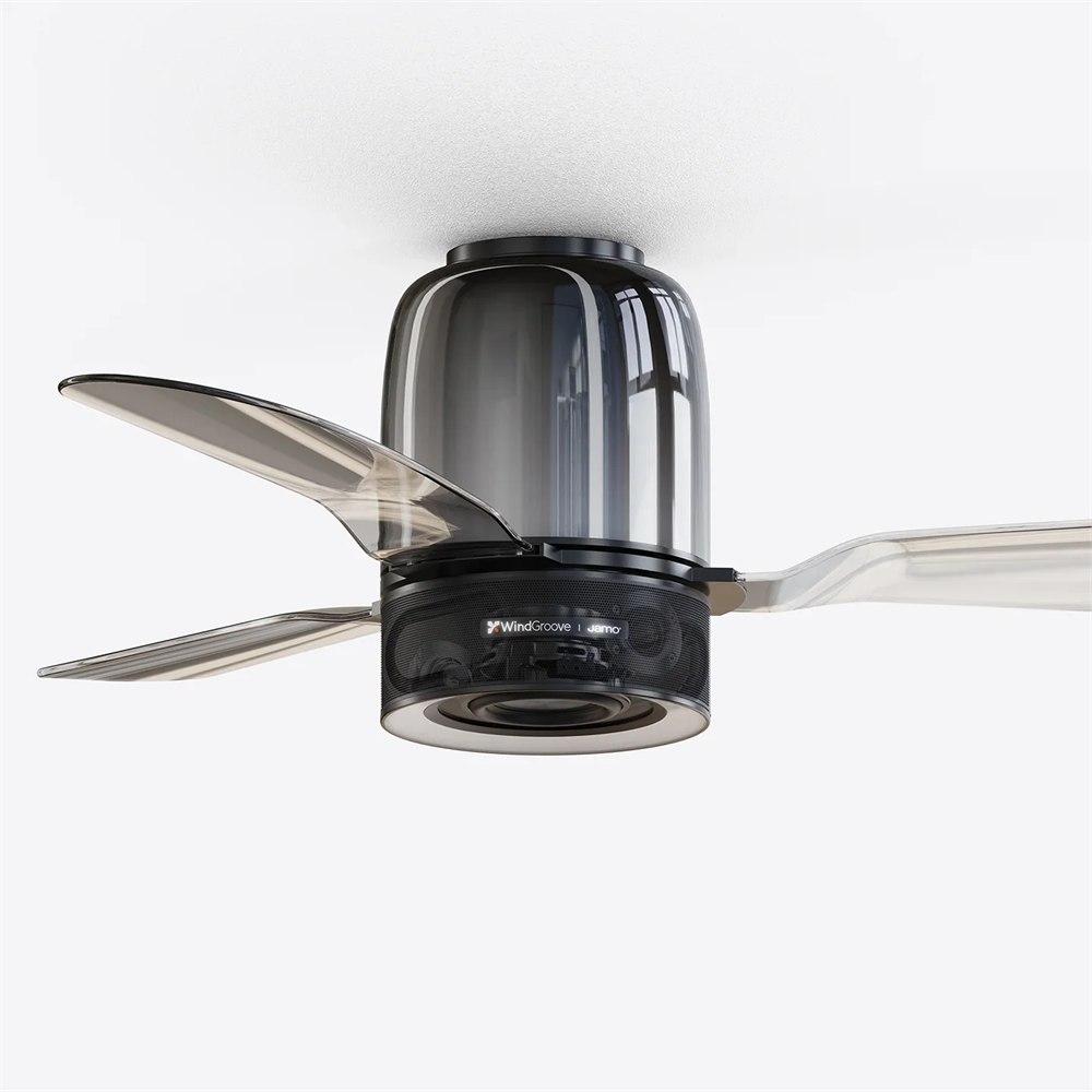 WindGroove AirFi One ceiling fan speaker mounted on a white ceiling