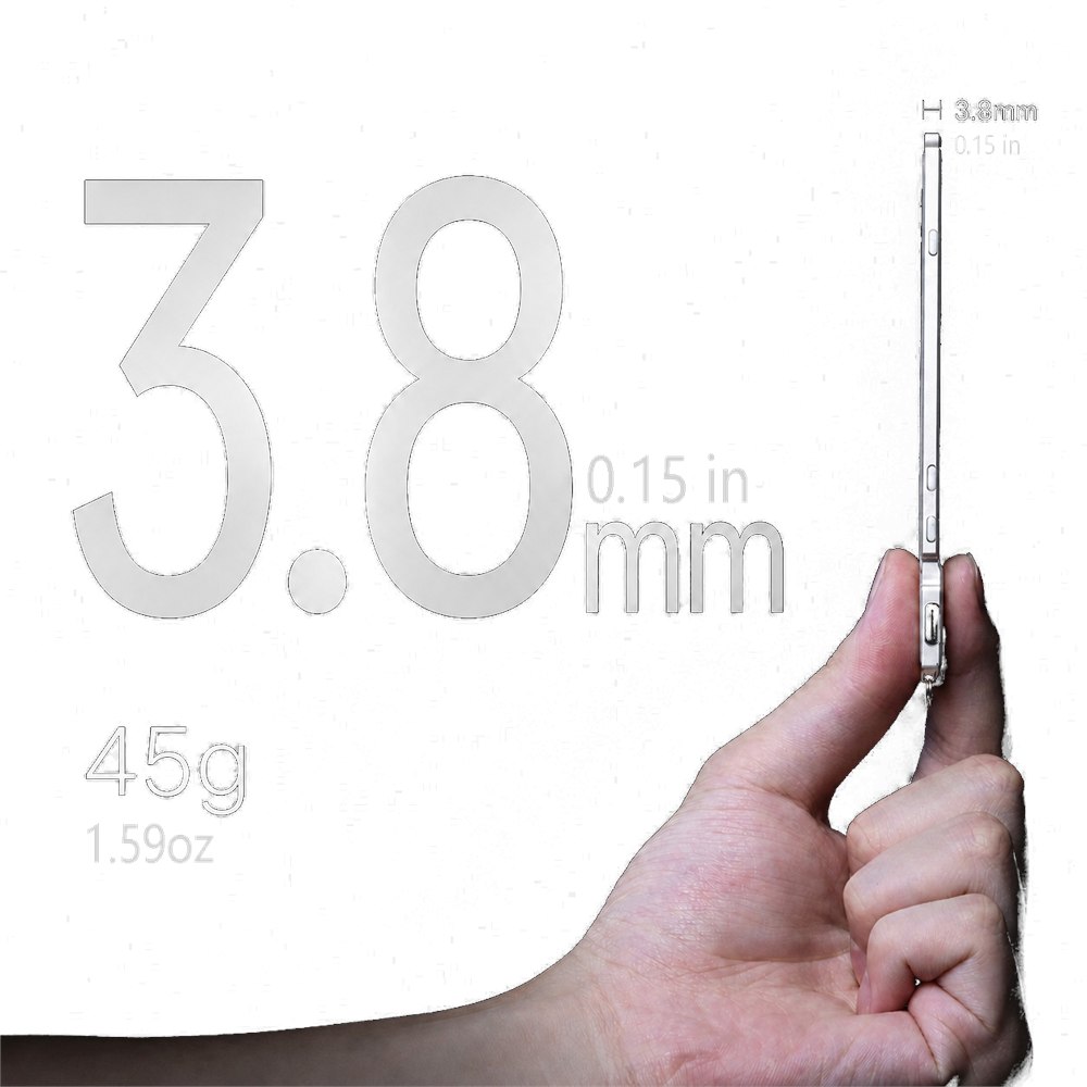 Side view showing the slim TICKEY e-paper device