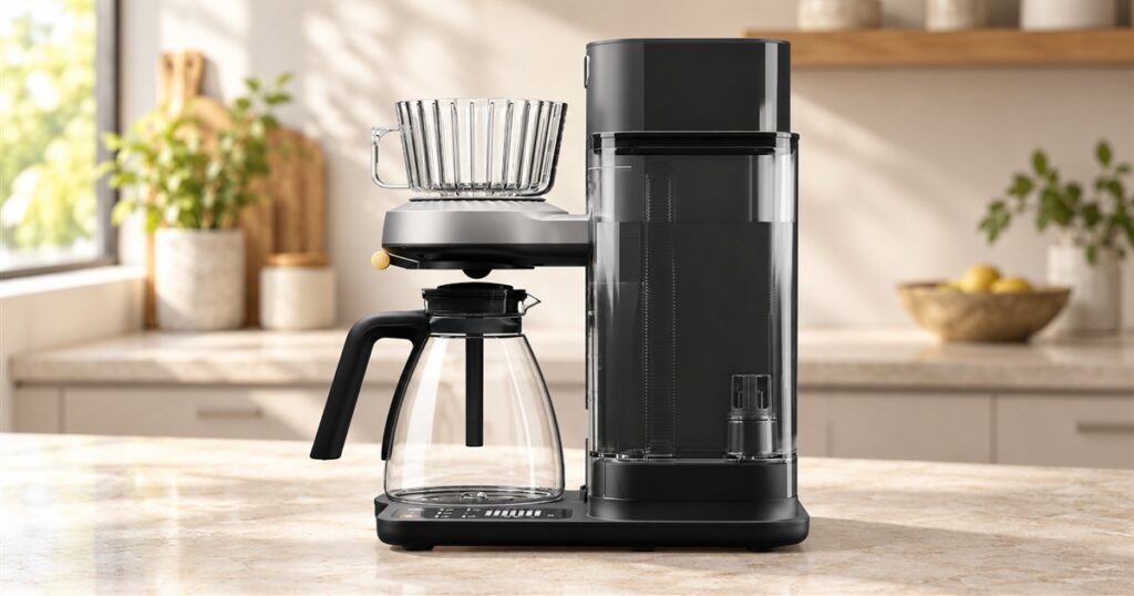 COSORI Juni automatic pour-over coffee machine on a kitchen counter