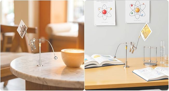 Seller views of the robot memo holder on a table and study desk