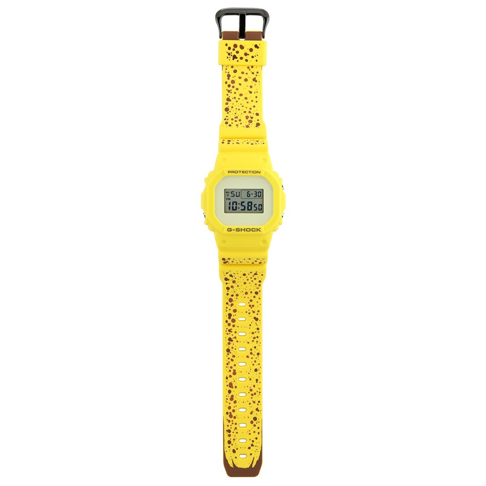 Full yellow watch strap with banana freckles and a brown tip