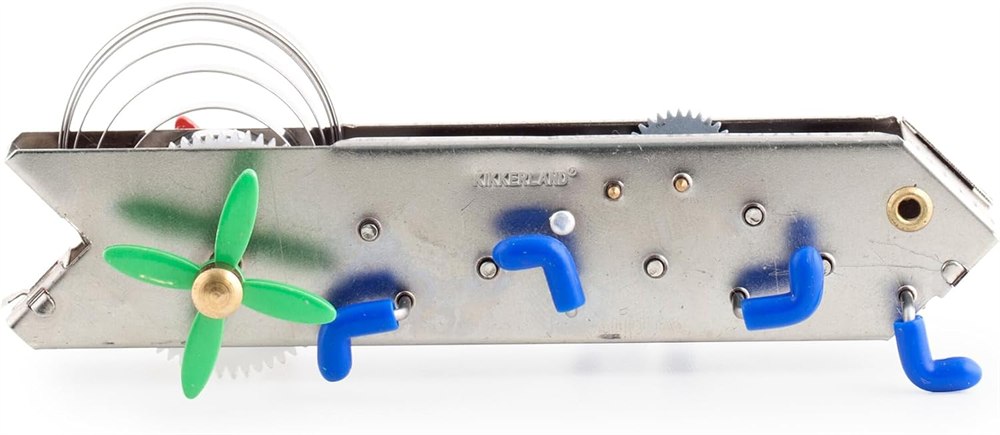 Bonga wind-up climbing toy with blue feet and a green winding key