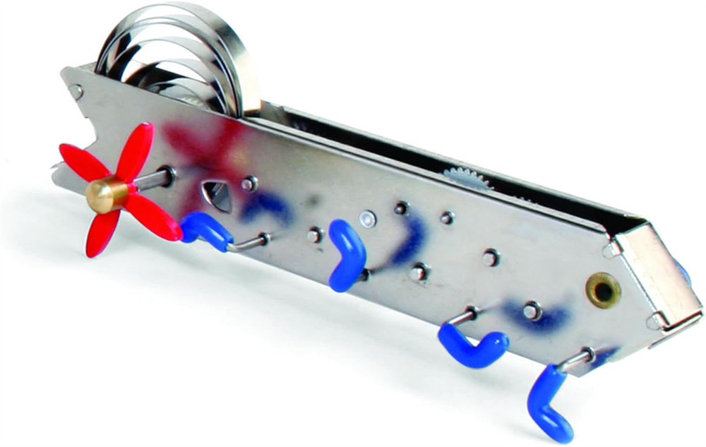 Three-quarter view of the metal Bonga toy and its colored feet