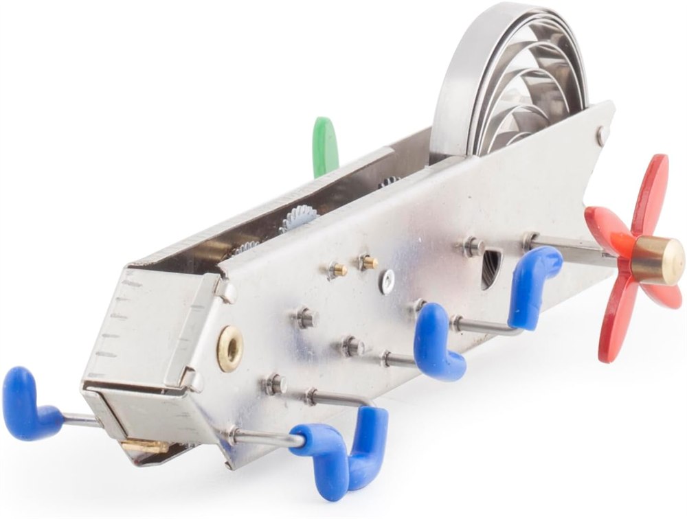 Opposite angle showing Bonga winding mechanism and open metal body