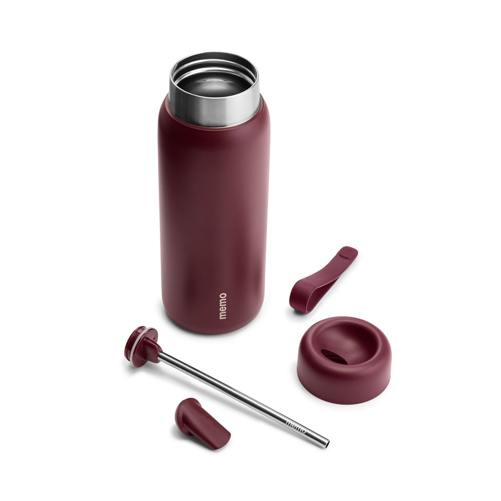 Burgundy memo ROUND bottle with its lid and drinking components removed
