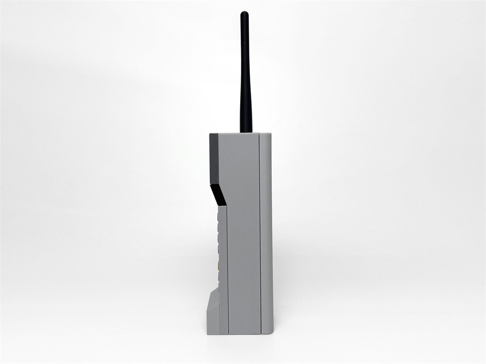 Side profile showing the thick angular handset enclosure