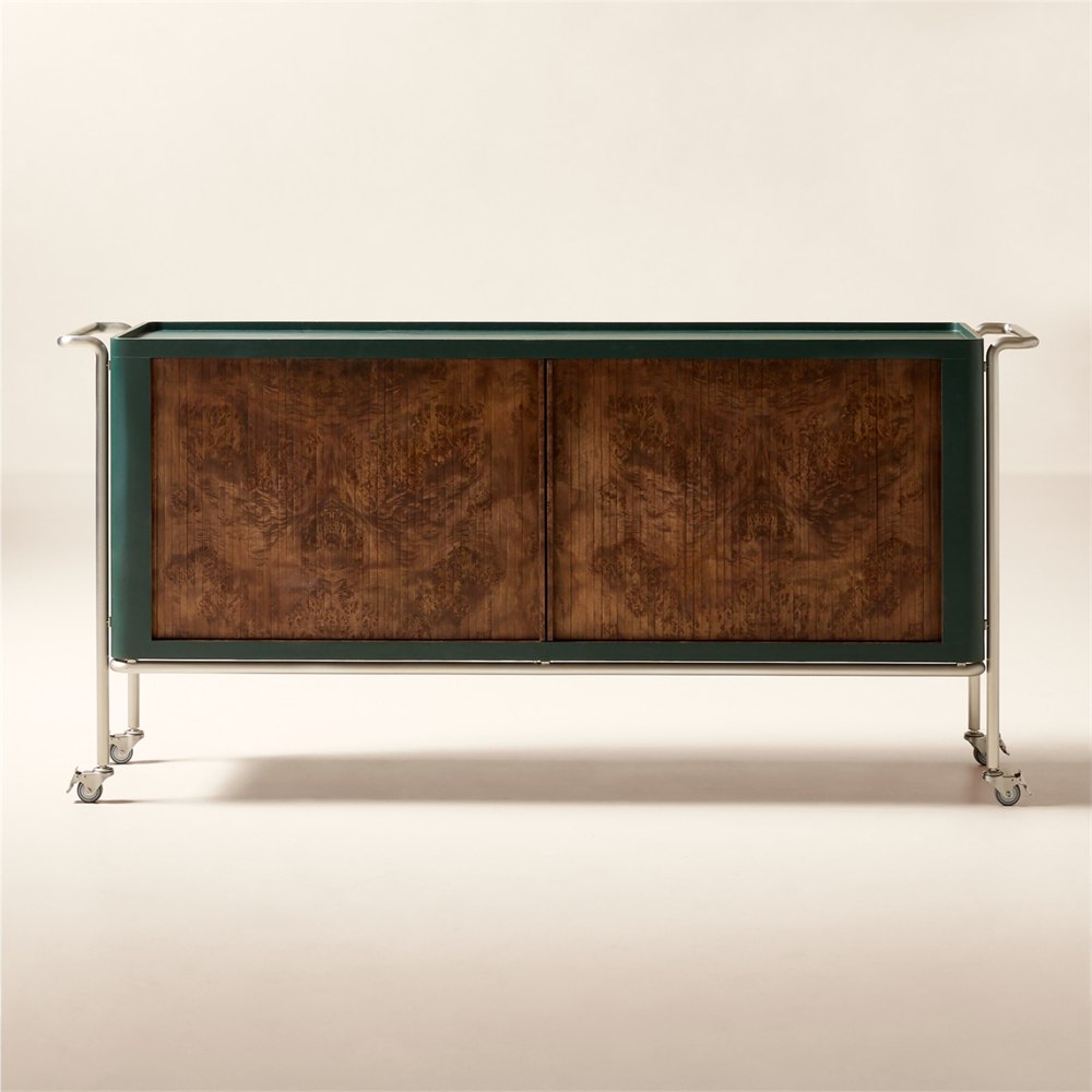 Front of the Lam-Louie DJ console with its burl wood doors closed