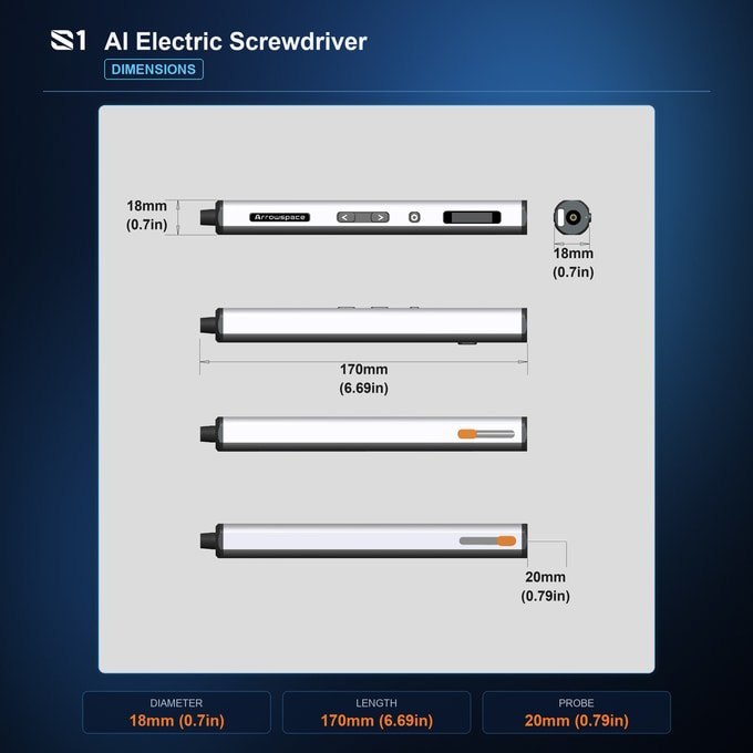 Manufacturer dimensional drawing of the precision screwdriver