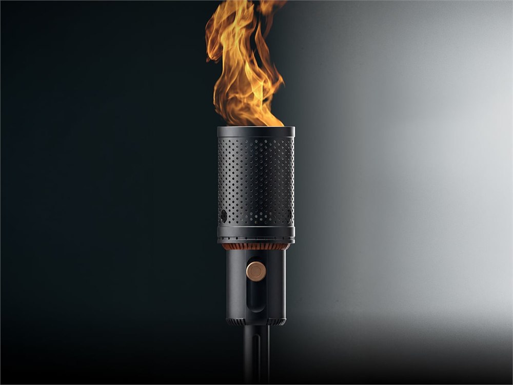 Camp Torch perforated burner and brass flame-control knob