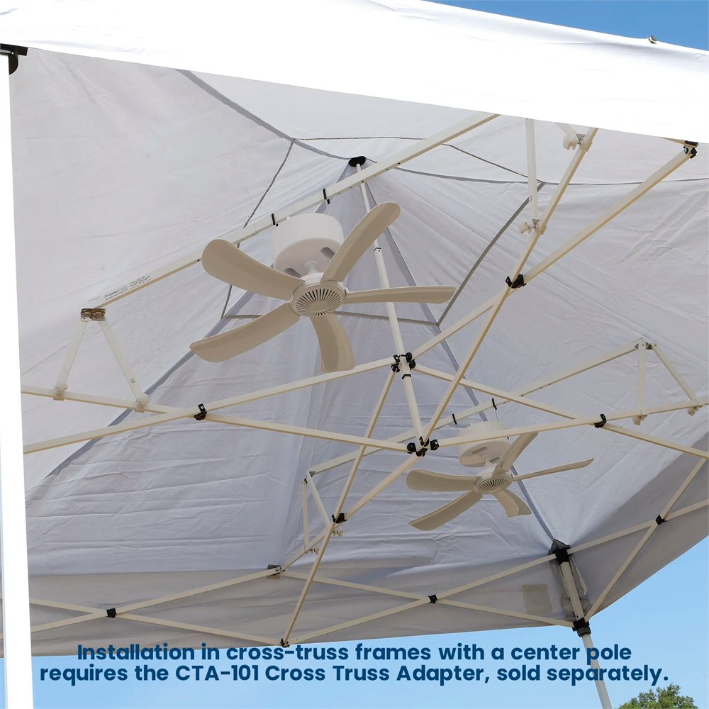 Manufacturer example of cross-truss canopy mounting with optional adapter