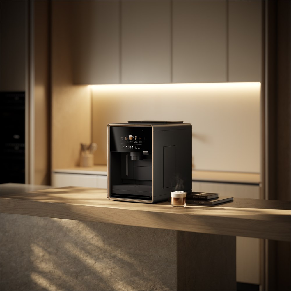 Loewe aura.matic coffee machine on a kitchen counter