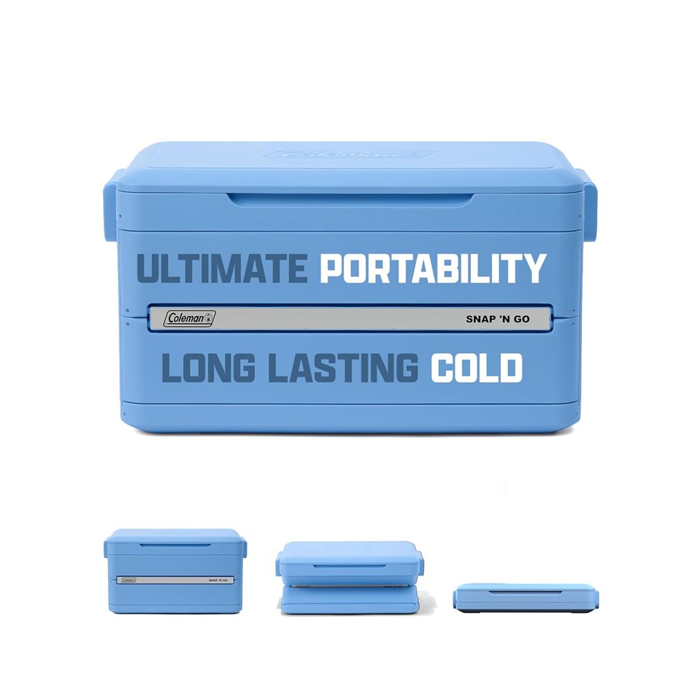 Coleman gallery graphic showing the cooler and its folding configurations
