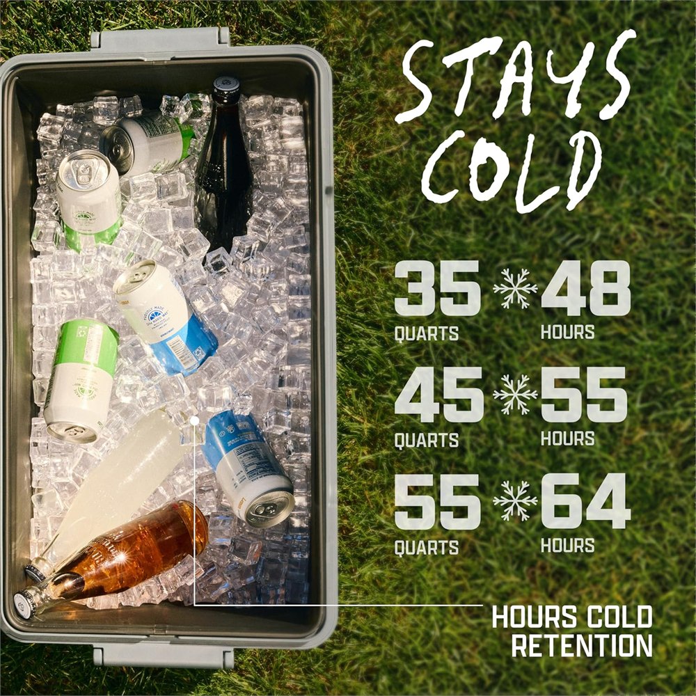 Coleman seller graphic comparing advertised cold retention across three cooler sizes