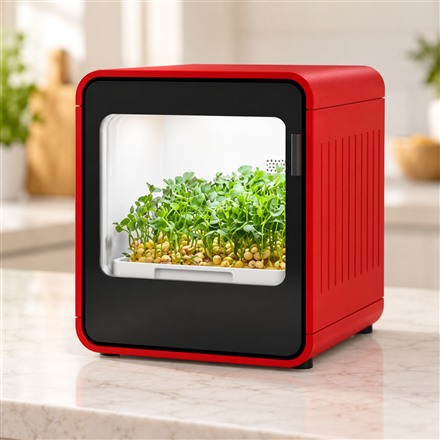 This Countertop Smart Farm Grows Fresh Greens Inside a Climate-Controlled Cabinet
