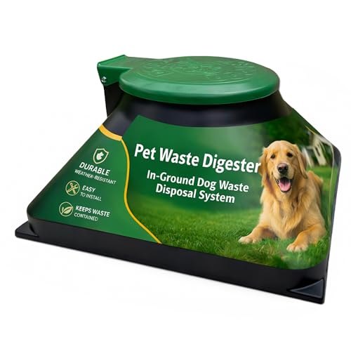 Doggie Dooley 3800X black pyramid-shaped pet waste digester with green lid