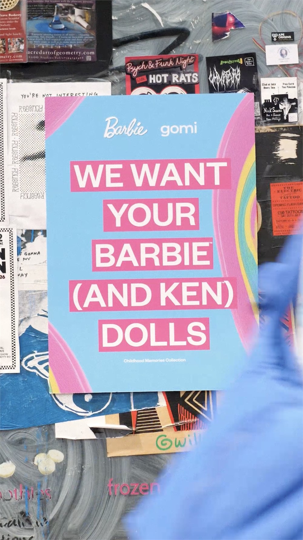 Official Barbie x gomi campaign poster asking for old dolls