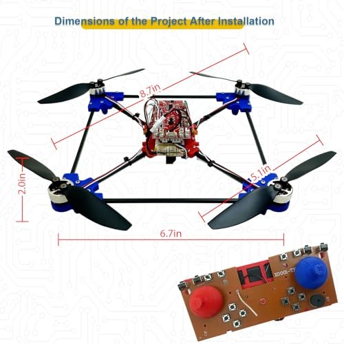 Seller dimensions diagram for the assembled open-frame quadrotor