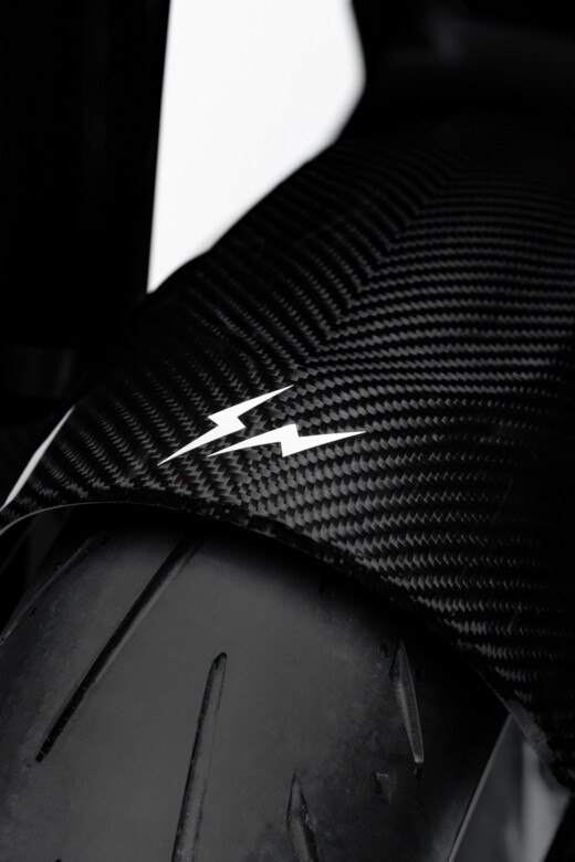 Carbon-fiber front fender and tire detail