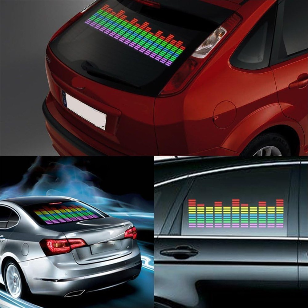 Seller examples of multicolor rear-window displays