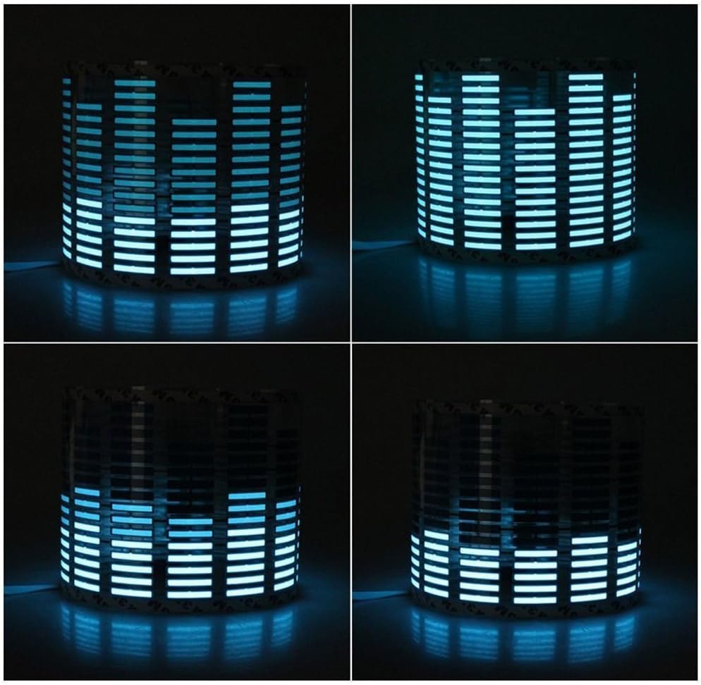 Seller illustration of blue illuminated equalizer patterns