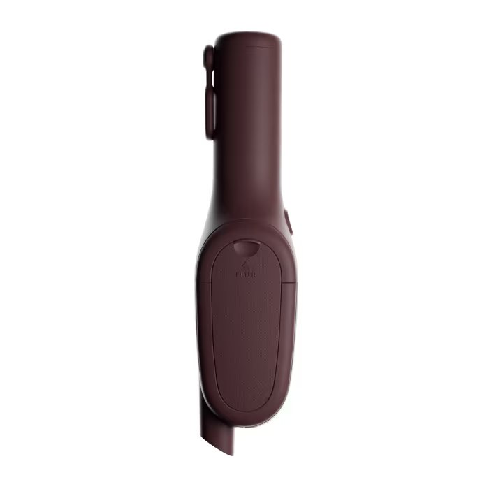 Side profile of the burgundy ErgoMini with filter access panel