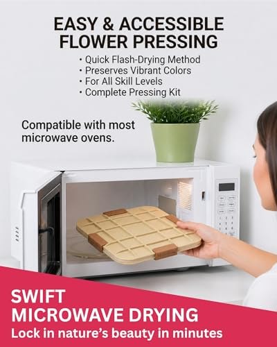 Microfleur flower press being placed in a microwave