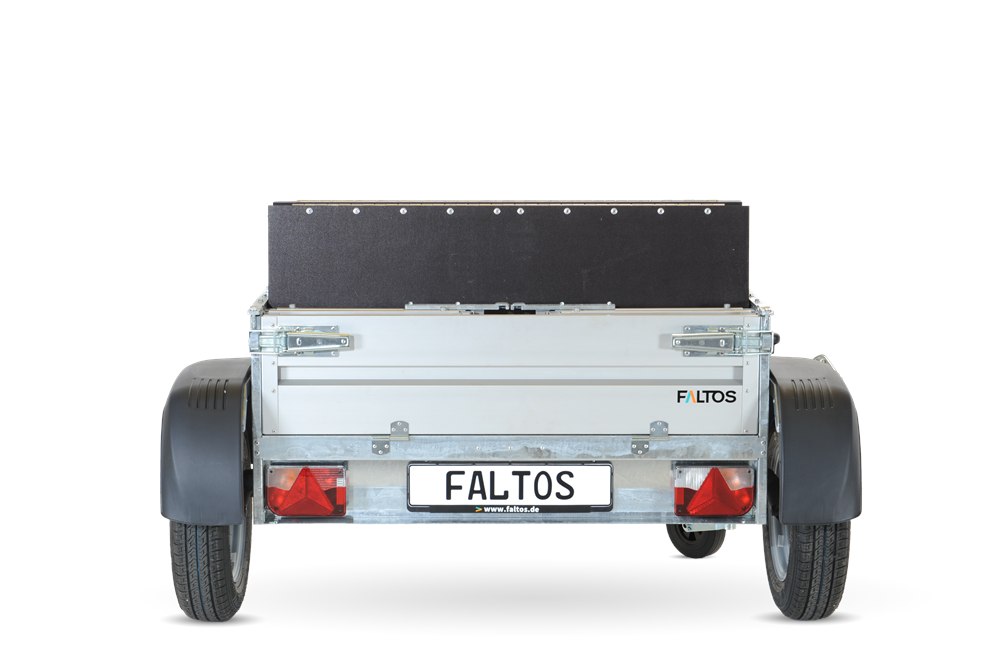 Rear view of the folding FALTOS cargo trailer