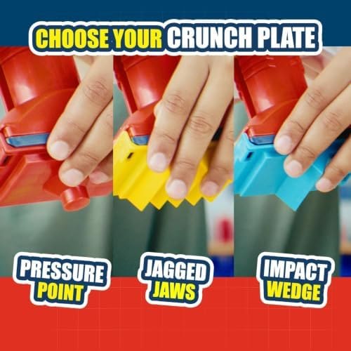 Three Crunchinator plate styles: pressure point, jagged jaws and impact wedge