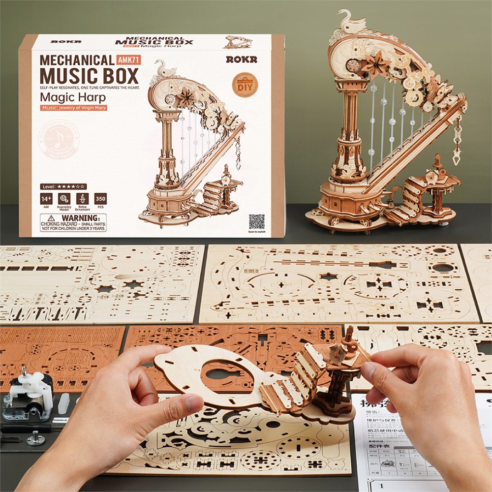 Magic Harp kit wooden sheets and assembly in progress