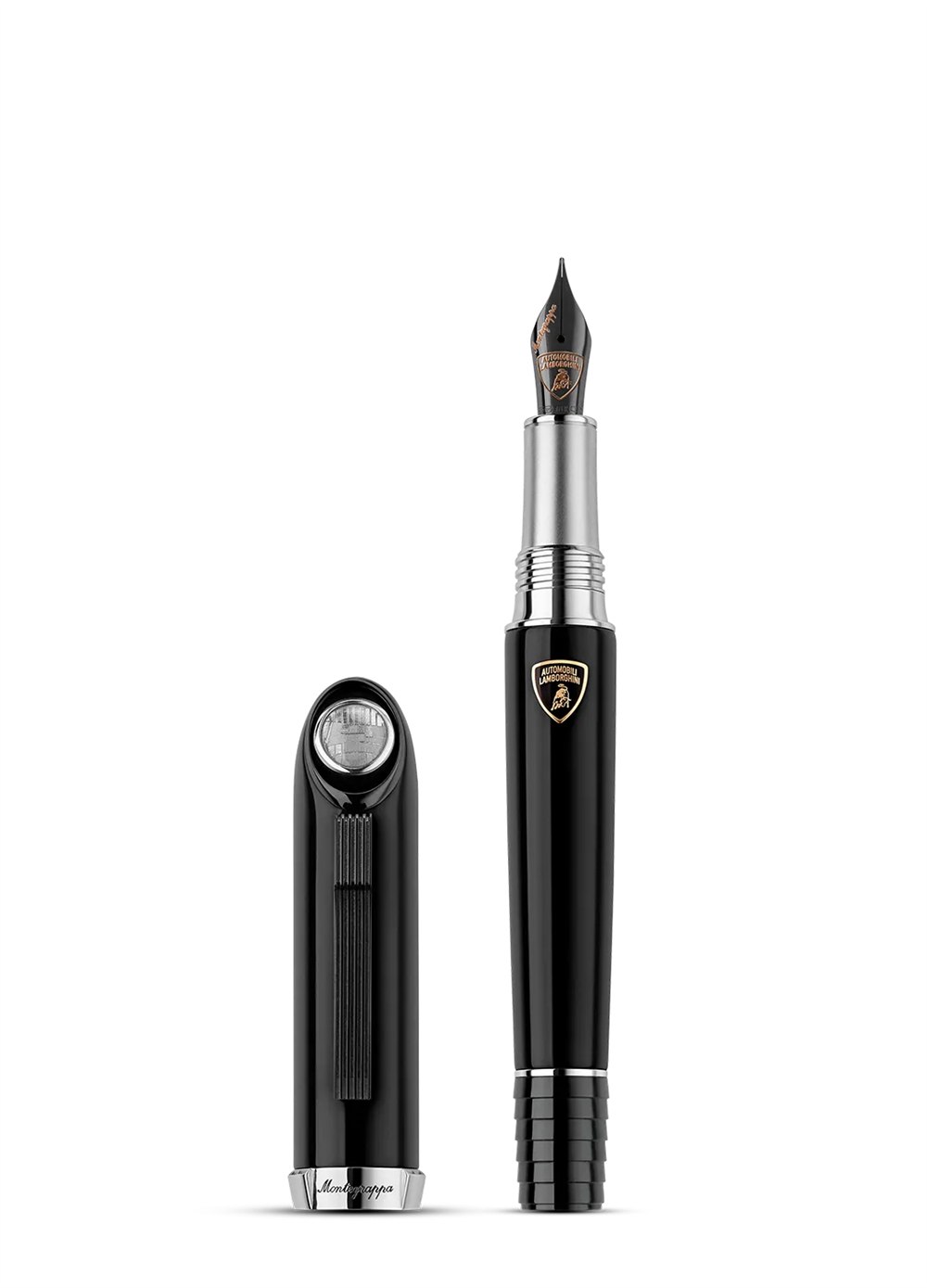 Black Miura fountain pen with detached headlight cap