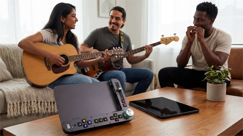 Musicians practicing together with a Benjamin controller