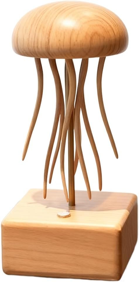 Wooden jellyfish dome and curved tentacles above the rectangular base