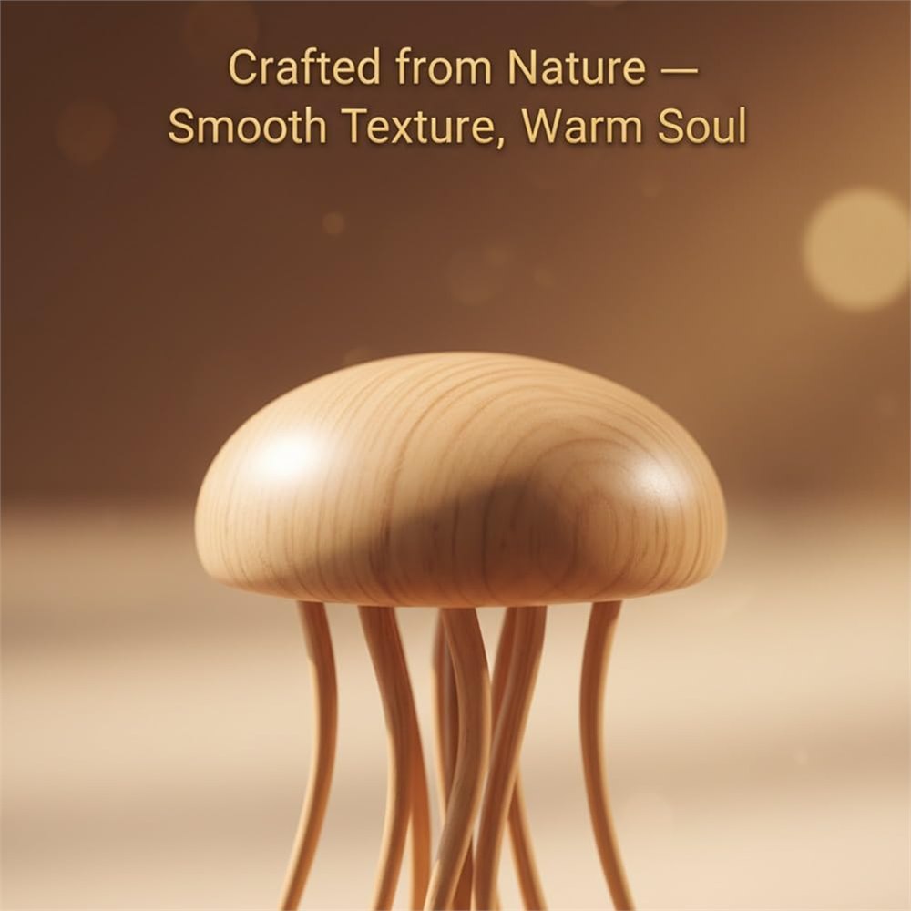 Close view of the wooden jellyfish dome and hanging tentacles