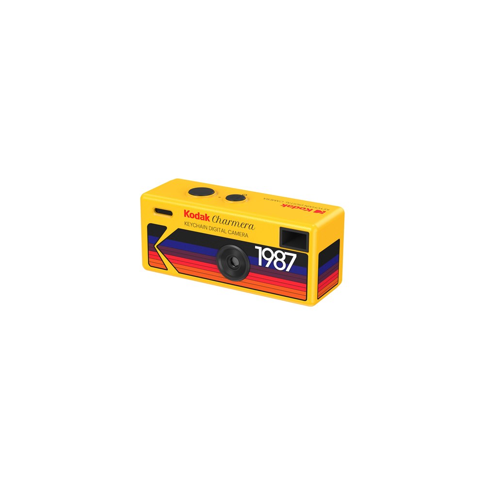 Yellow Kodak Charmera keychain camera front view