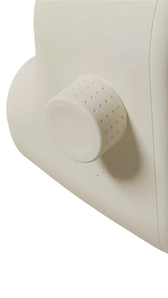 Textured volume knob on the side of Ato