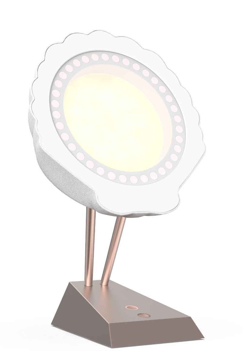 LumiBe seashell table lamp with rose-gold base