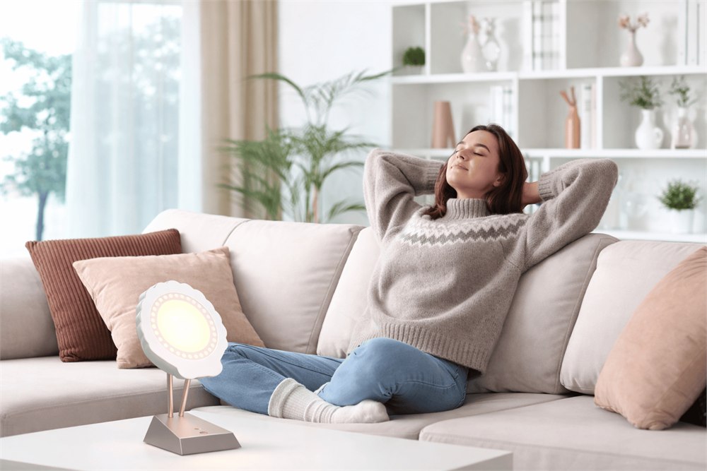 LumiBe lamp in a living room